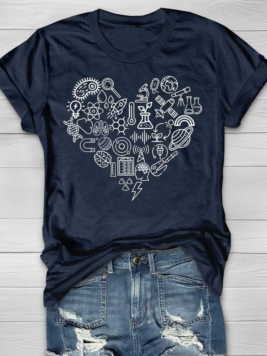 Science Teacher Love Print Graphic T-shirts