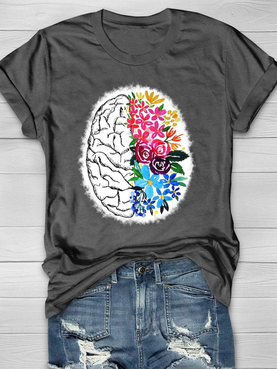 Anatomical Brain Print Short Sleeve T-shirt