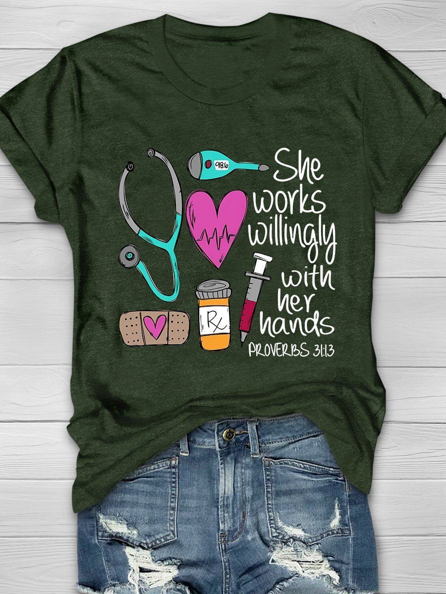 Nurse Print Short Sleeve T-shirt