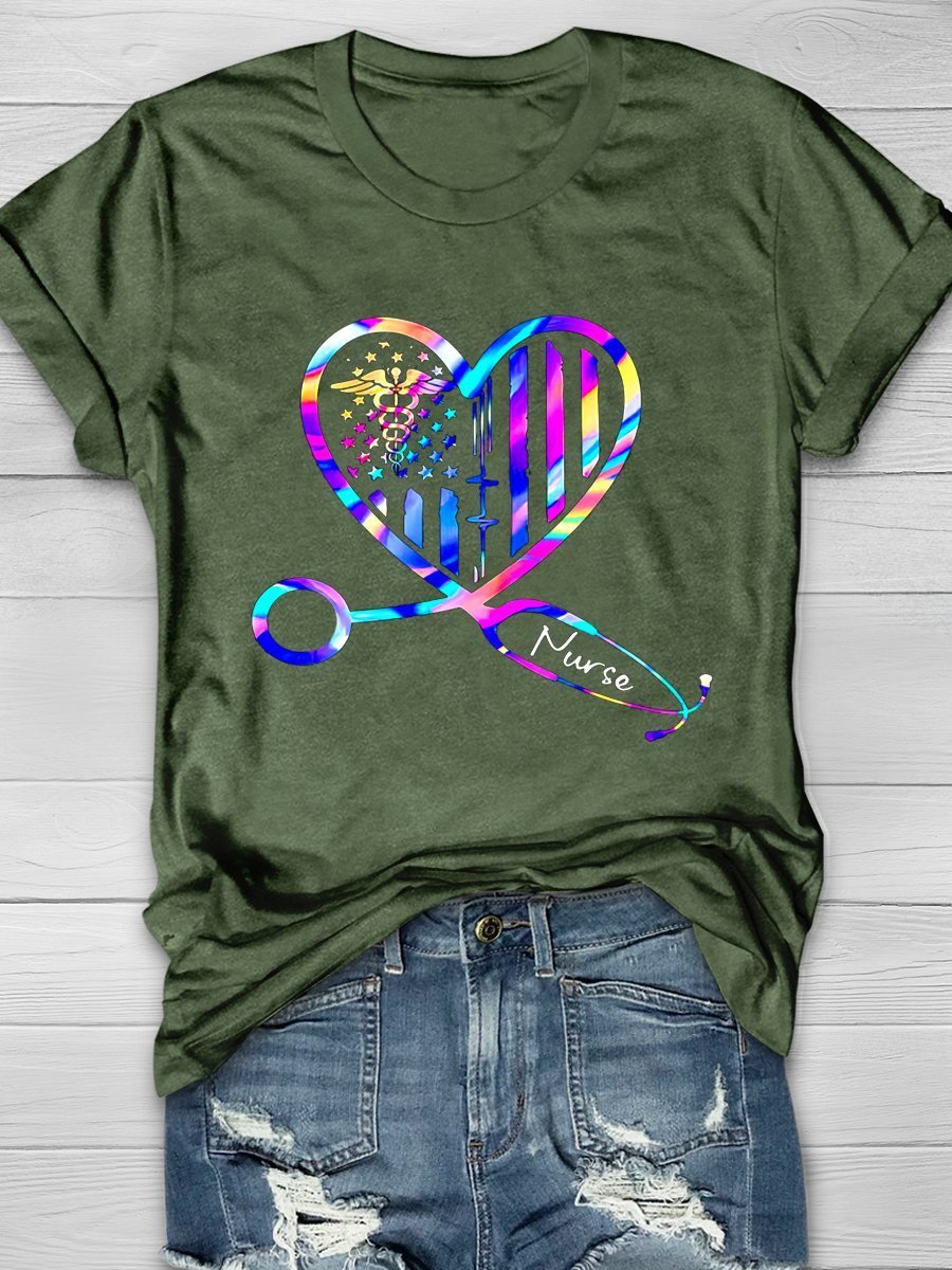 Nurse Print Short Sleeve T-shirt