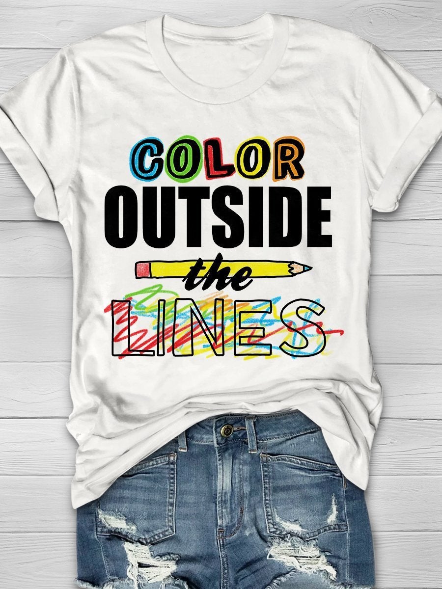 Color Outside The Lines Print Graphic T-shirts