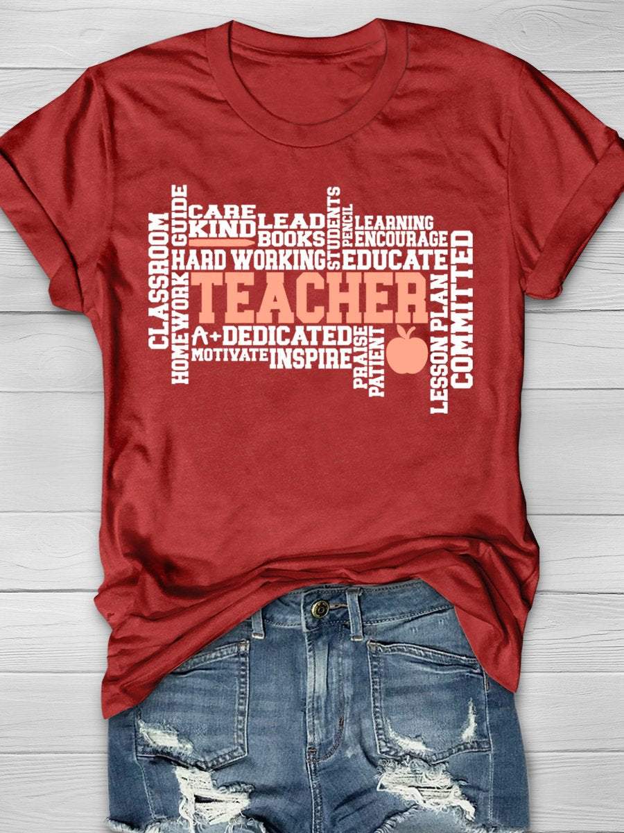 Teacher Print Graphic T-shirts
