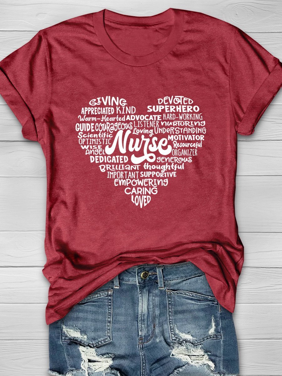 Nurse Print Short Sleeve T-shirt