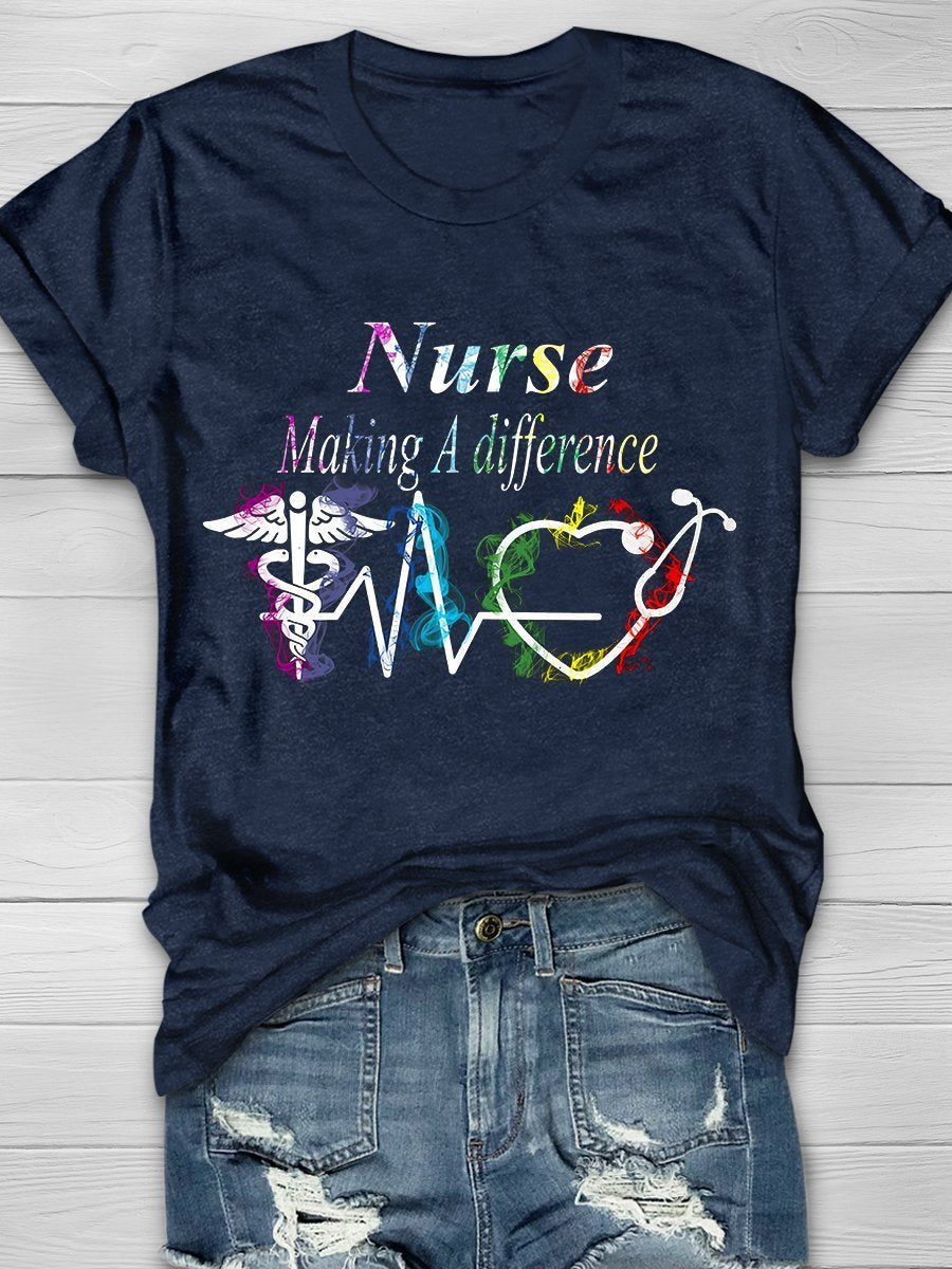 Nurse Print Short Sleeve T-shirt