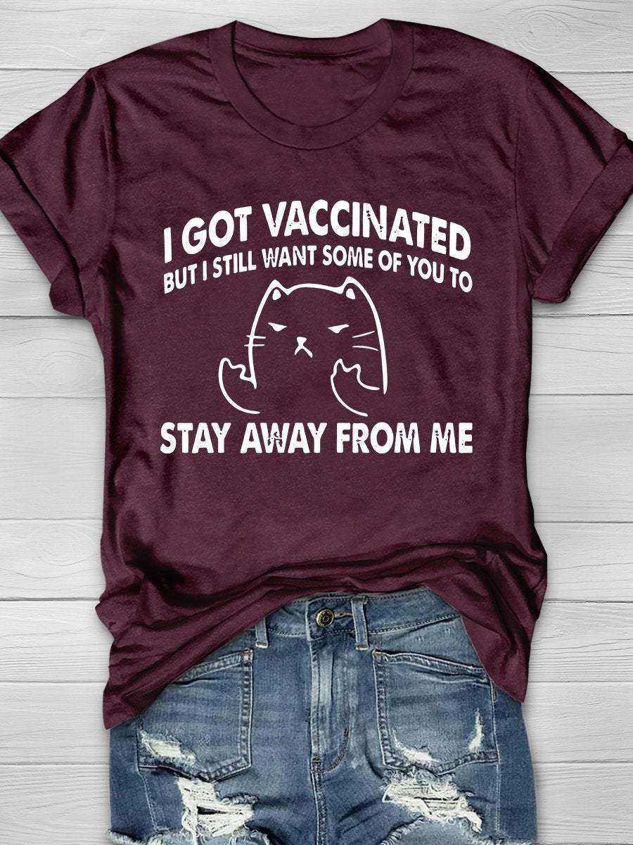 I Got Vaccinated Print Short Sleeve T-shirt