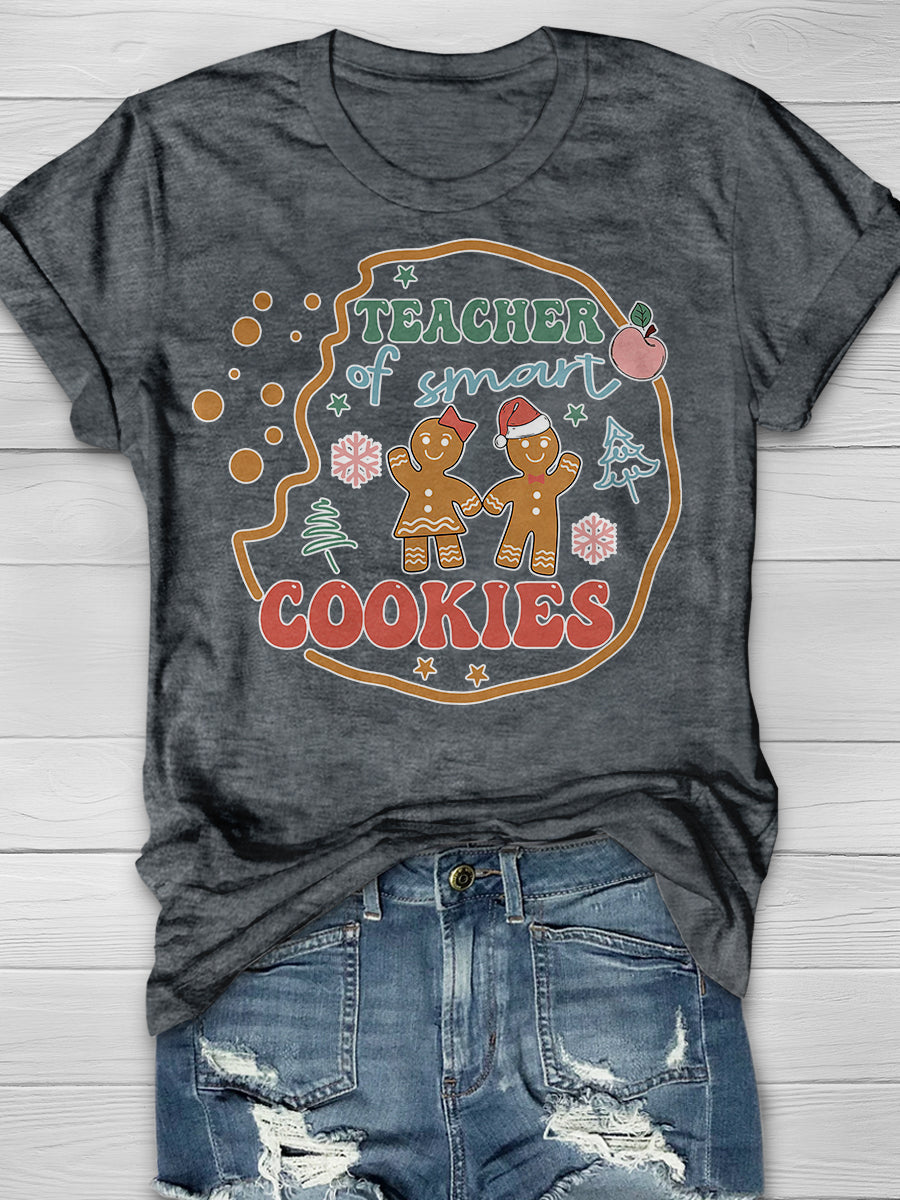 Happy Christmas Day Teacher Of Smart Cookies Print Graphic T-shirts