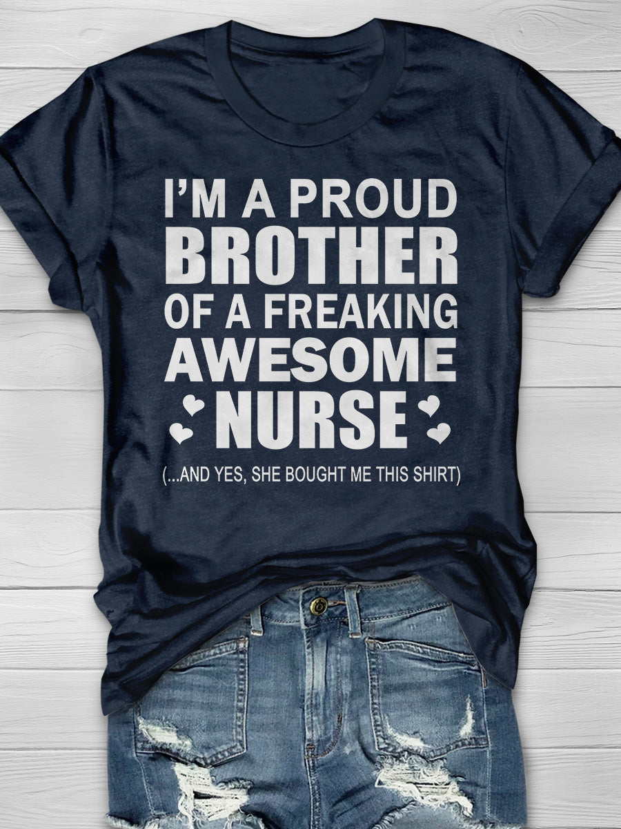 Awesome Nurse Print Short Sleeve T-shirt