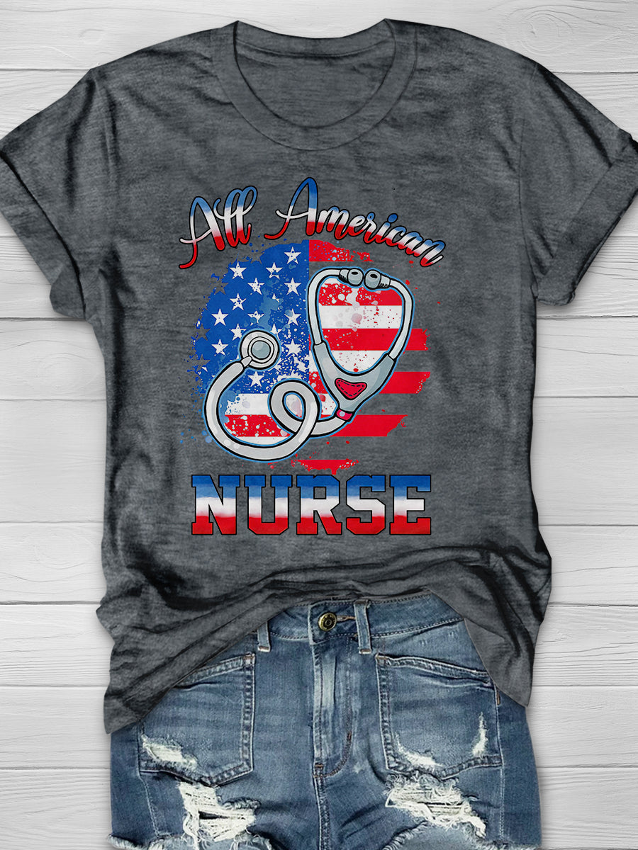 American Nurse Print Short Sleeve T-shirt