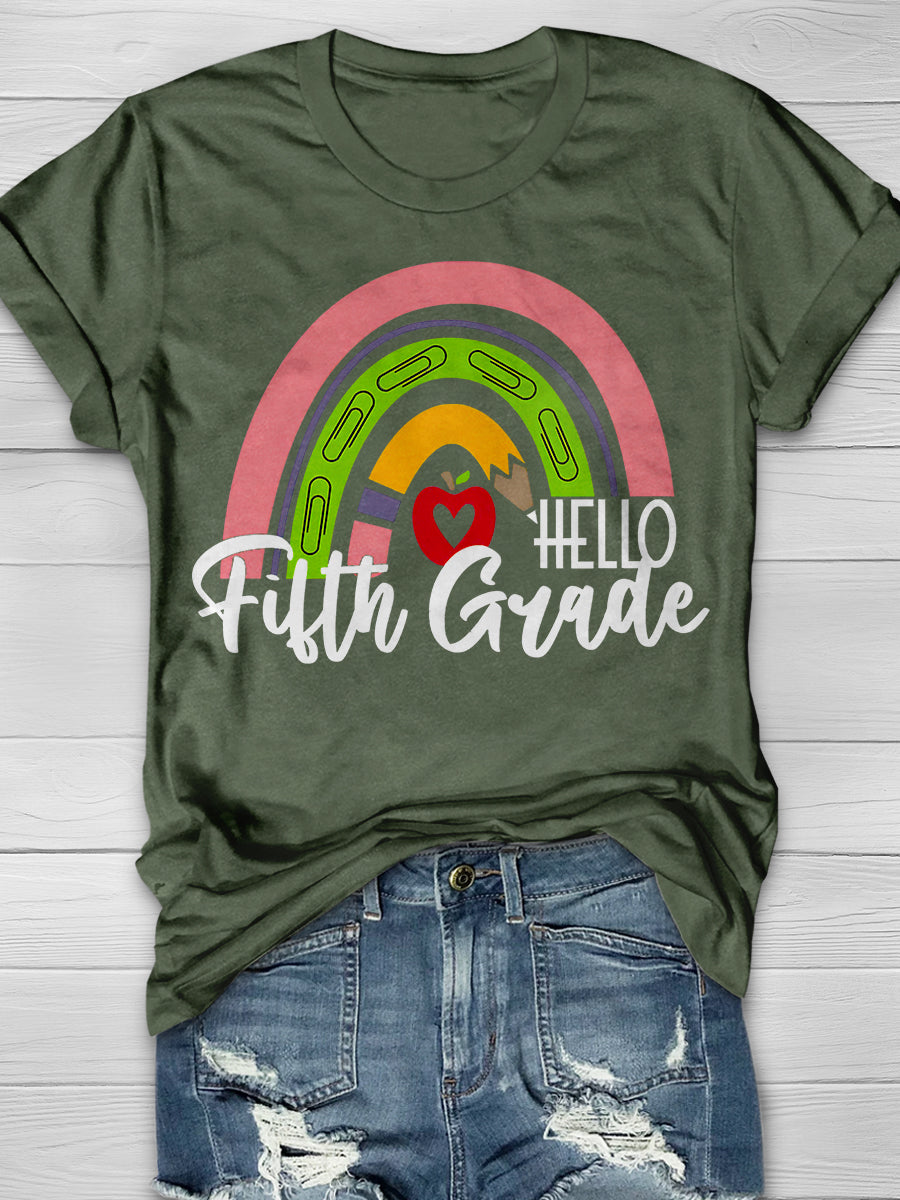 Hello Fifth Grade Print Graphic T-shirts