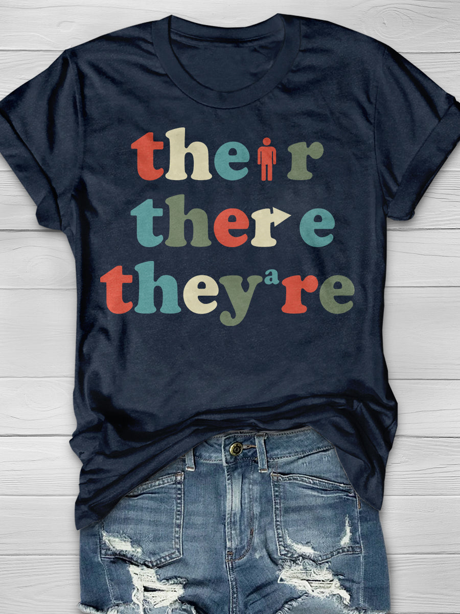 Their There They’re Grammar Print Graphic T-shirts