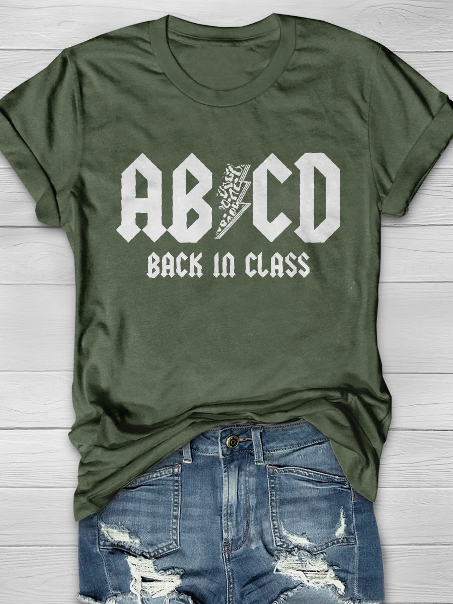 ABCD Back In Class Rock And Roll Music Teacher Print Graphic T-shirts