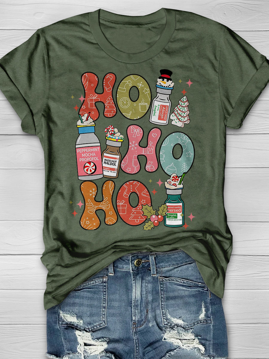 Christmas Nurse Print Short Sleeve T-shirt