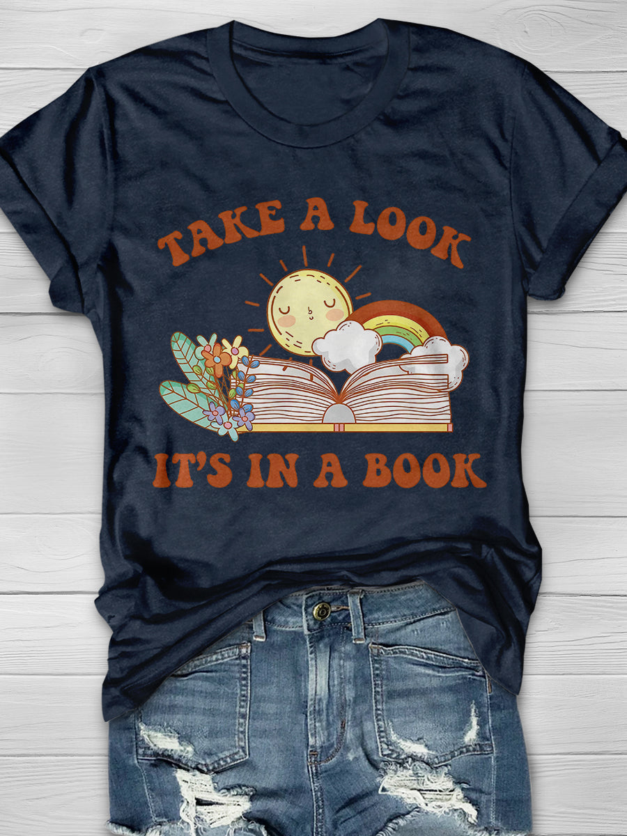 Take A Look Lt Is A Book Funny Teacher Print Graphic T-shirts