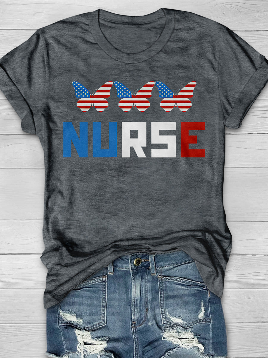 All American Nurse Print Short Sleeve T-shirt