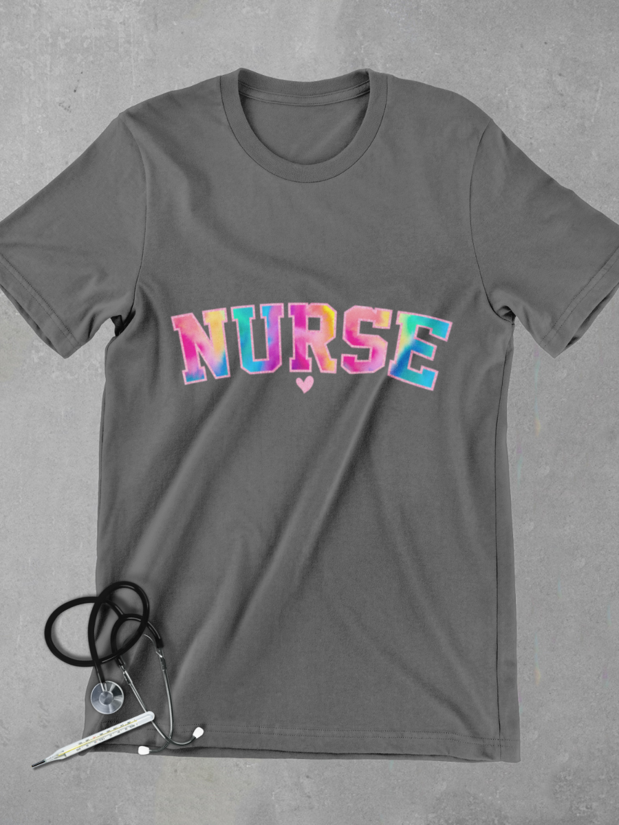 TieDye Pattern Nurse Life Graphic T-shirt
