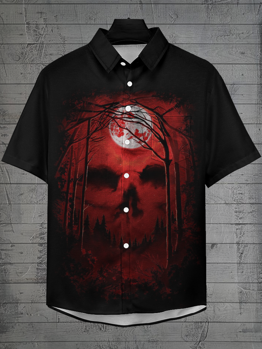 Horror Night Linen Short Sleeve Shirt