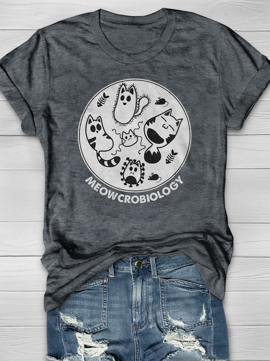 Cats love Microbiology Distressed Print T-shirt