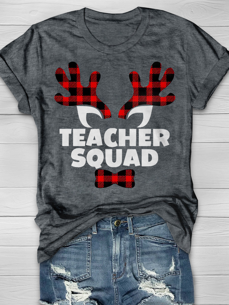 Teacher Squad Christmas Print Graphic T-shirts