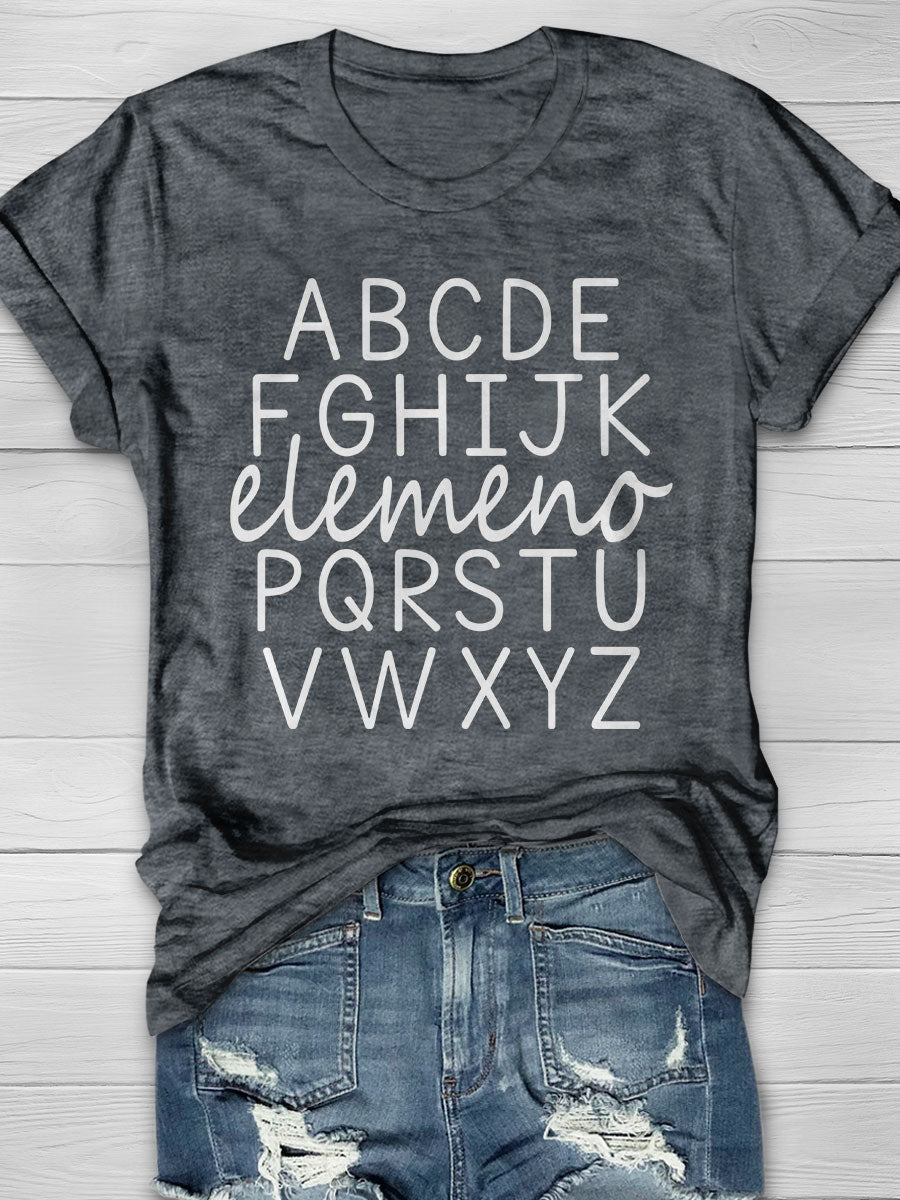 Alphabet Elemeno Print Short Sleeve T-shirt