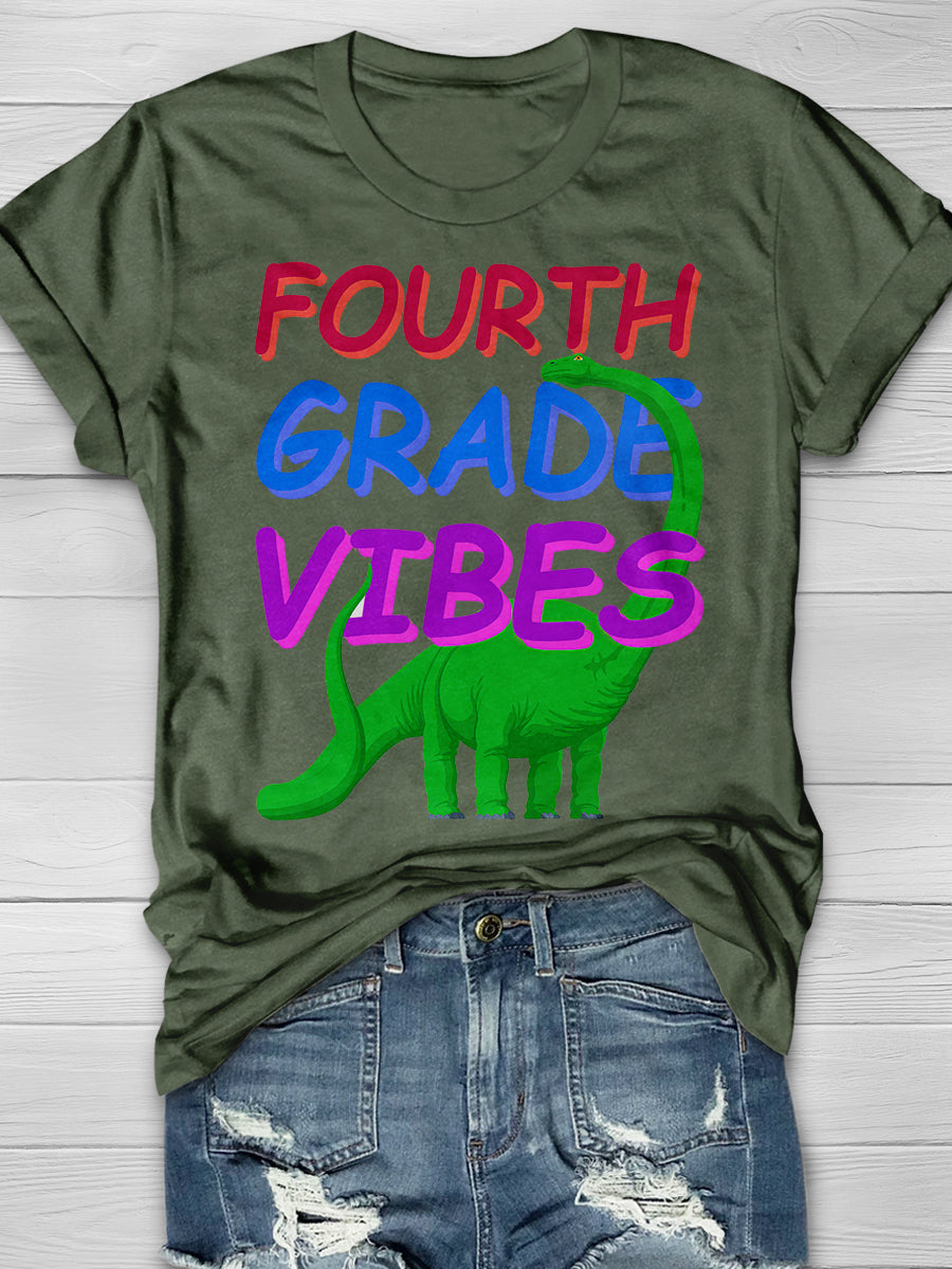 Fourth Grade Vibes Print Graphic T-shirts