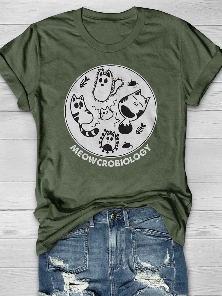 Cats love Microbiology Distressed Print T-shirt