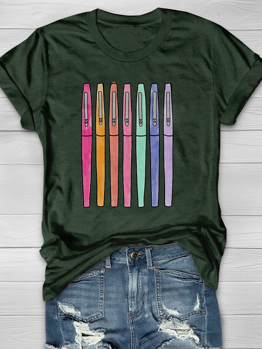 Pens Print Graphic T-shirts