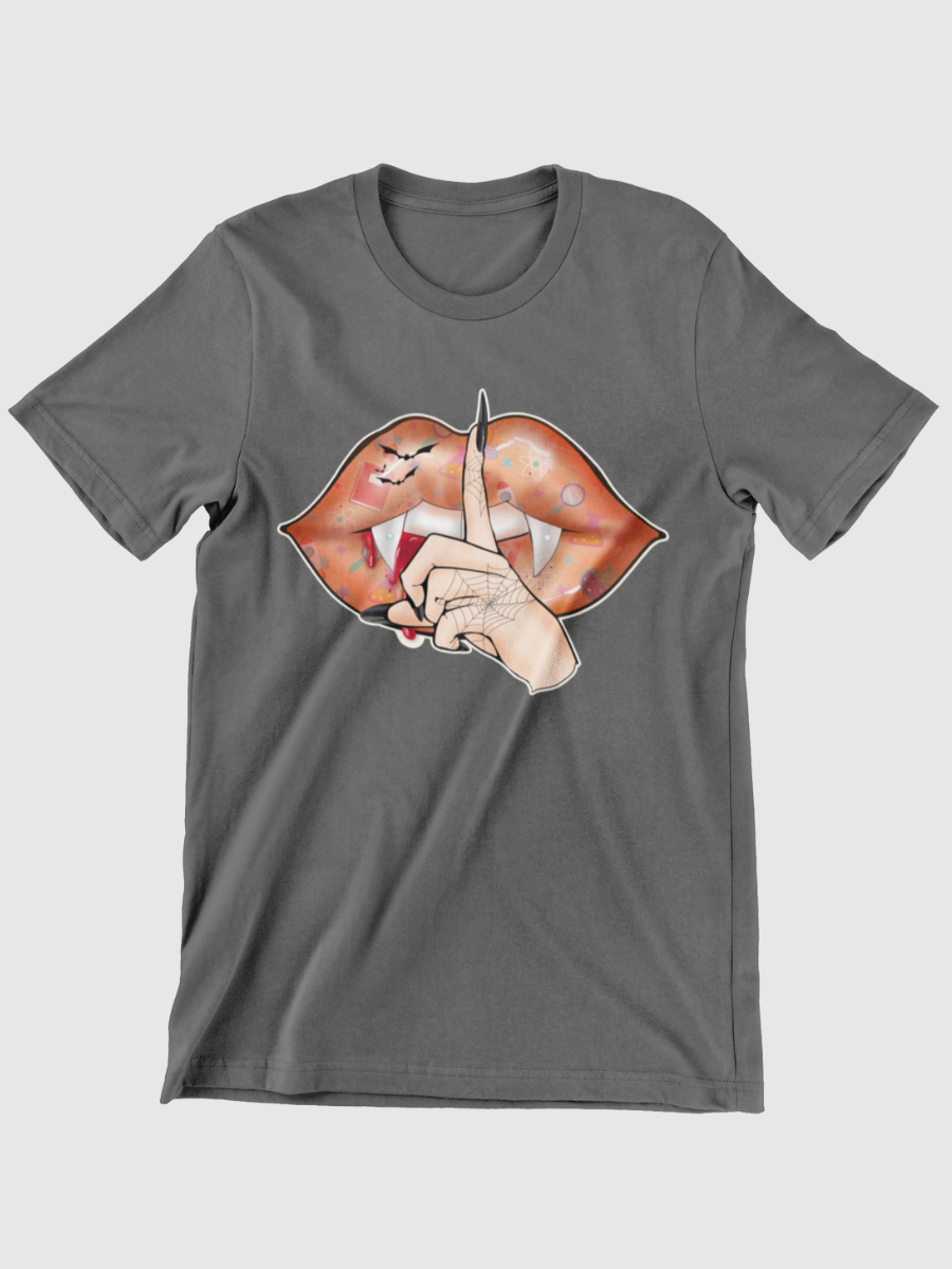 Halloween Vampire Mouth Shh Graphic T-shirt
