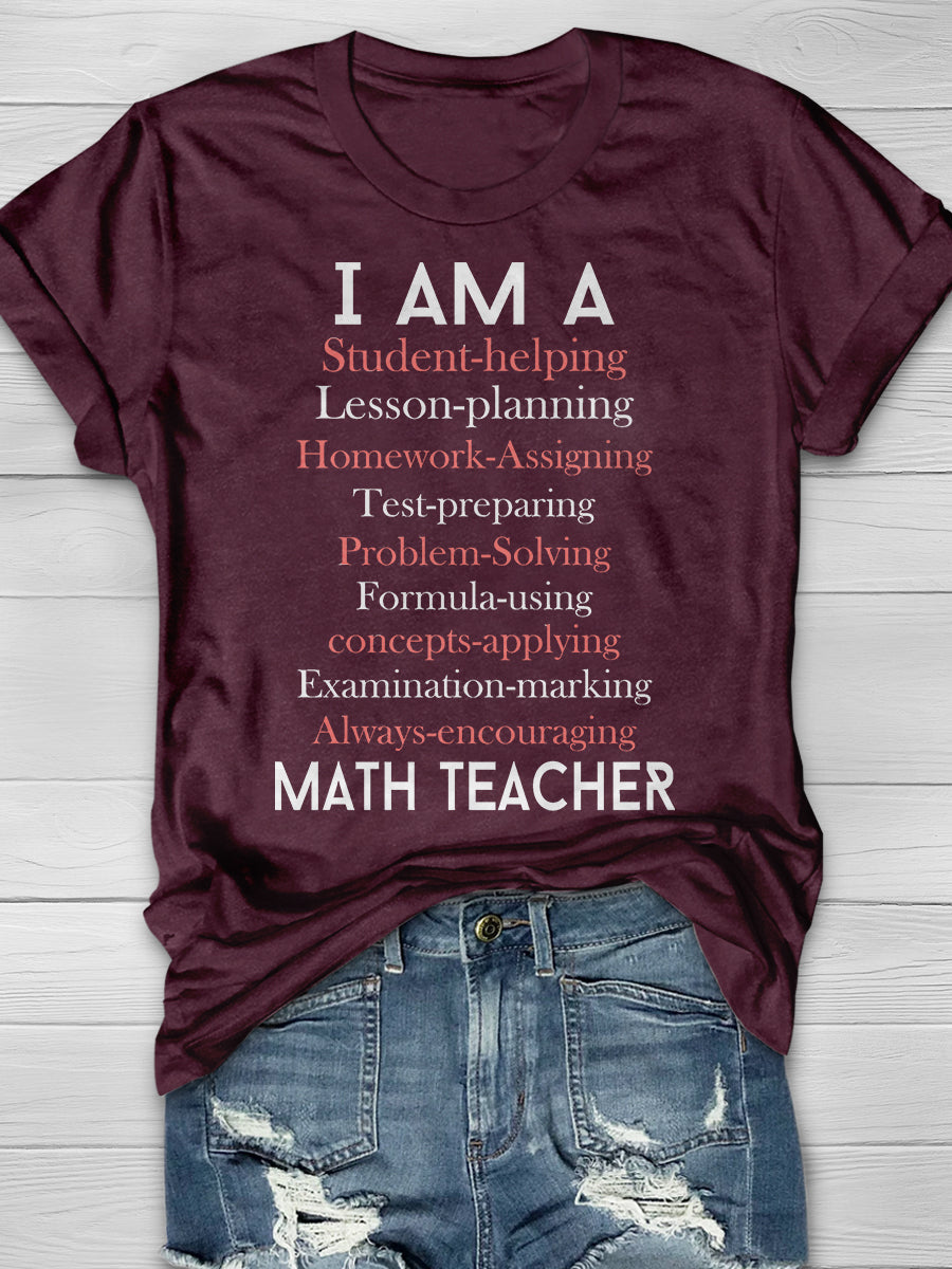 A Math Teacher's Purpose Print Graphic T-shirts