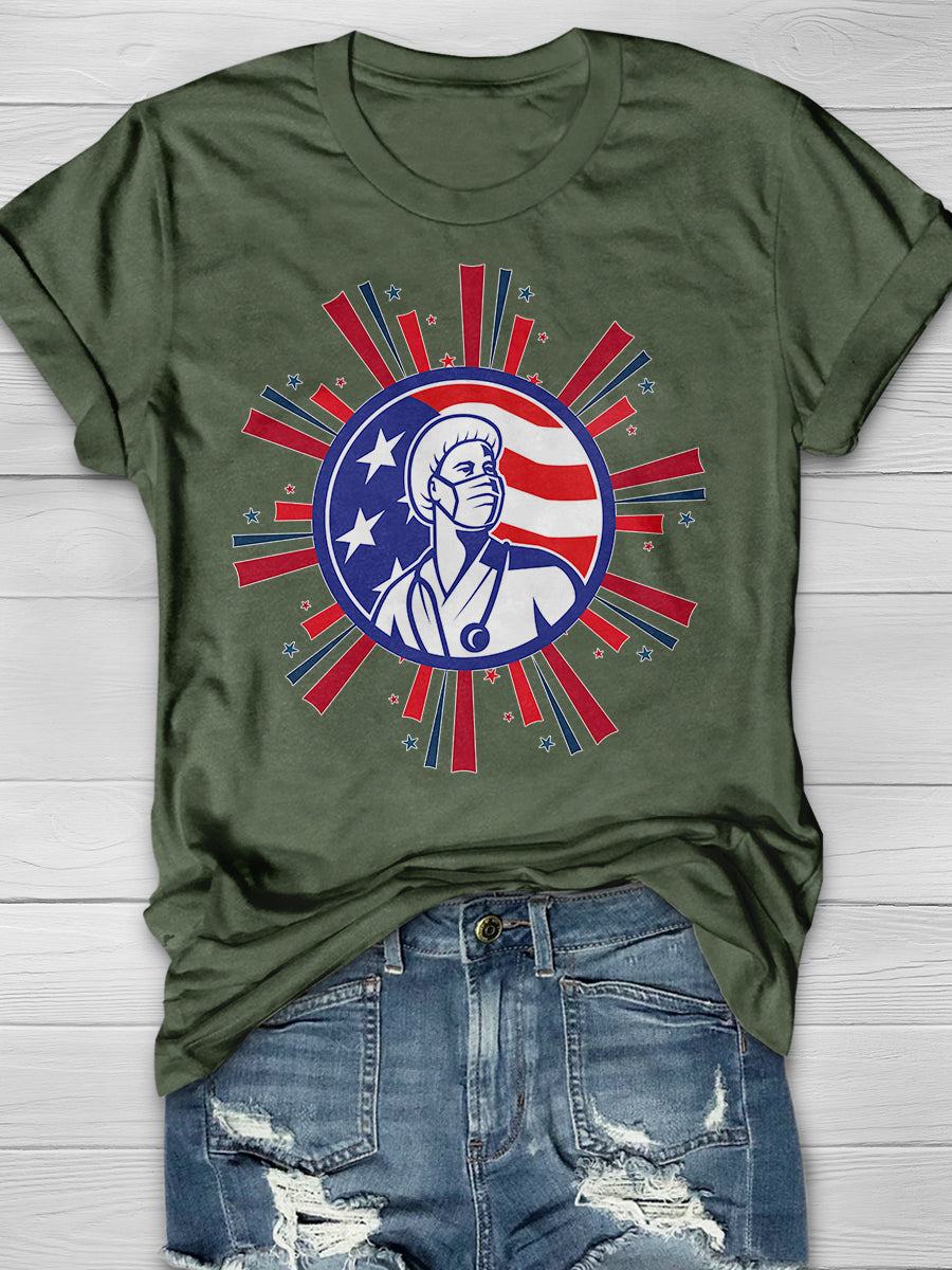 American Nurse Print Short Sleeve T-shirt