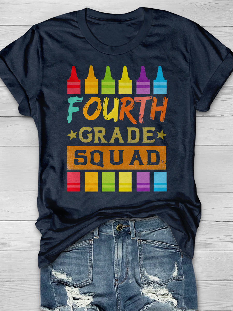 Fourth Grade Squad Print Graphic T-shirts