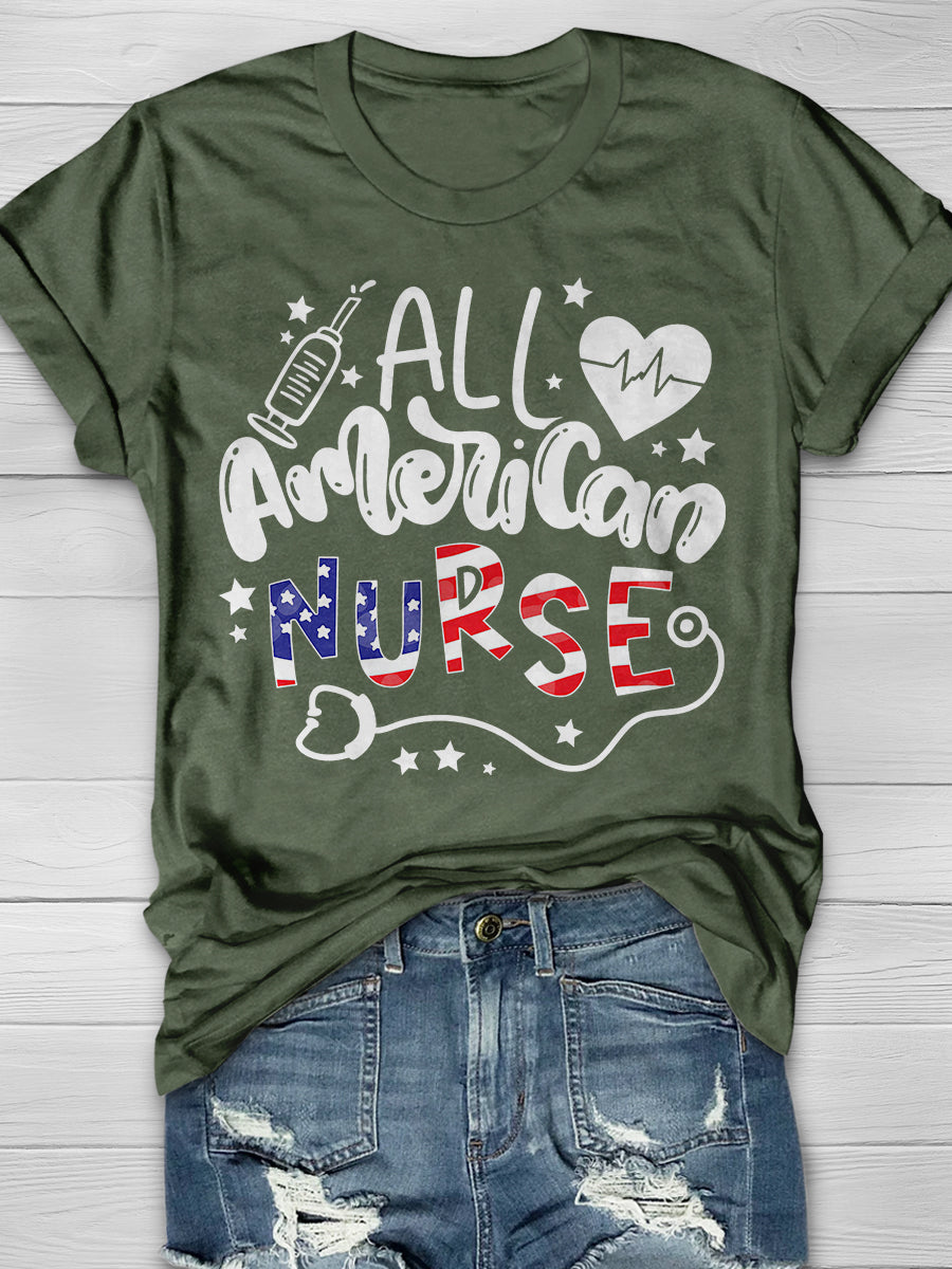 All American Nurse Print Short Sleeve T-shirt