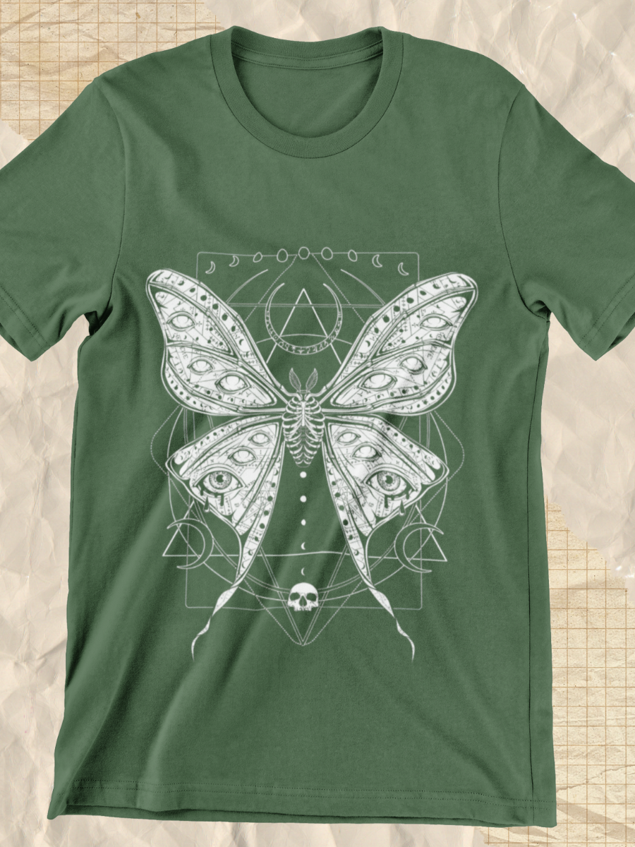 Macabre Luna Moth Graphic T-shirt
