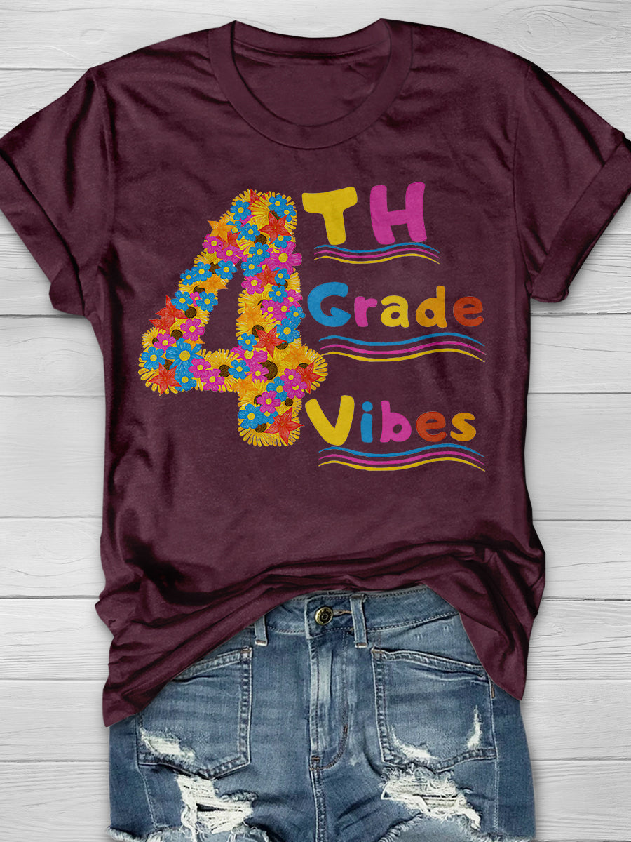 Fourth Grade Vibes Print Graphic T-shirts