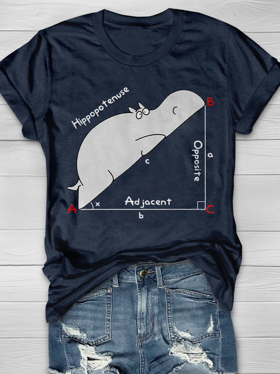 Diagram Hippo Print Graphic T-shirts