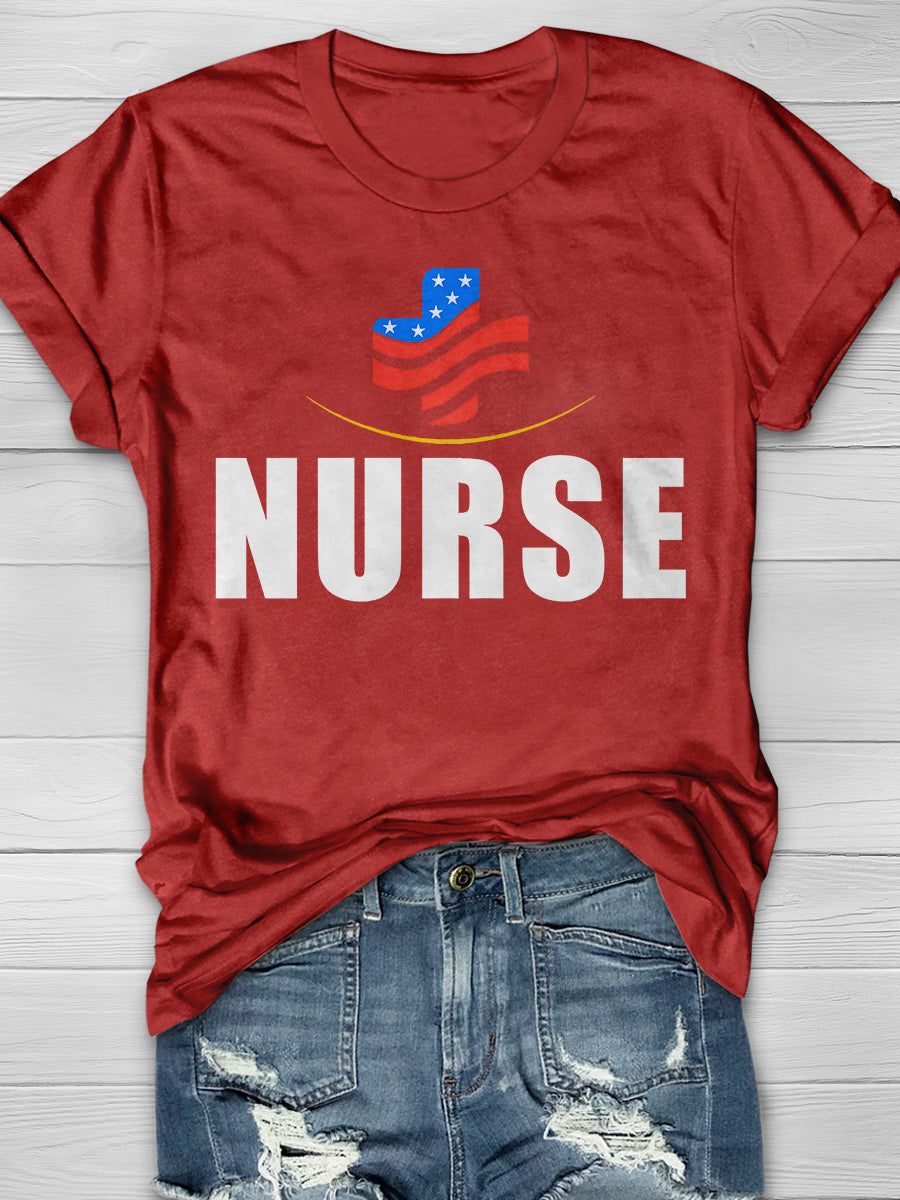 American Nurse Essential Worker Print Short Sleeve T-shirt