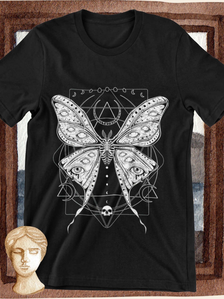 Macabre Luna Moth Graphic T-shirt