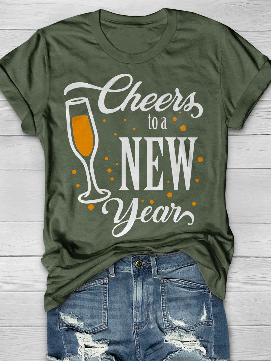 Cheers New Year For Nurse Print Short Sleeve T-shirt