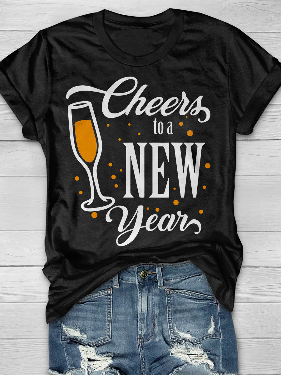Cheers New Year For Nurse Print Short Sleeve T-shirt