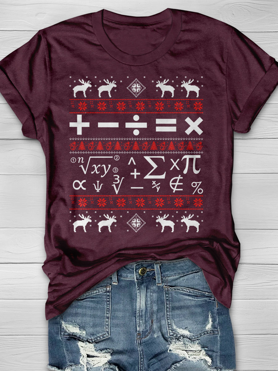 Math Christmas Print Graphic T-shirts