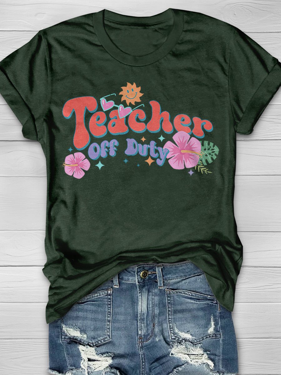Retro Teacher Off Duty Print Graphic T-shirts