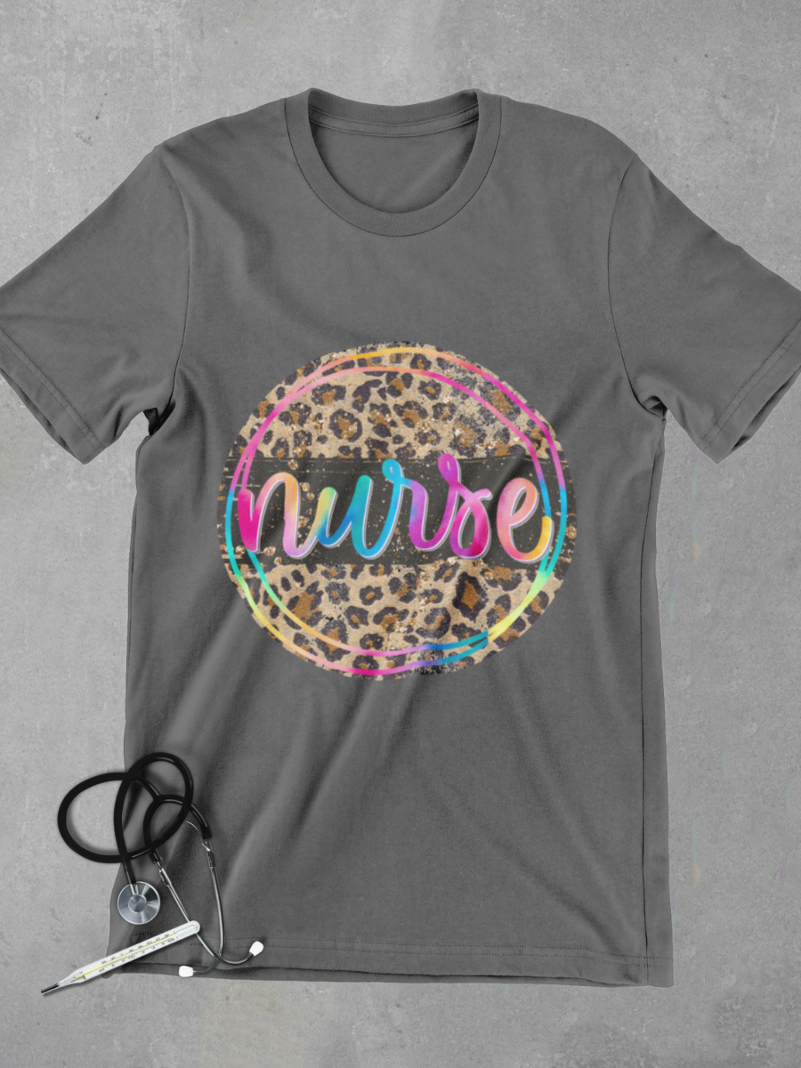 Leopard Pattern Nurse Graphic T-shirt
