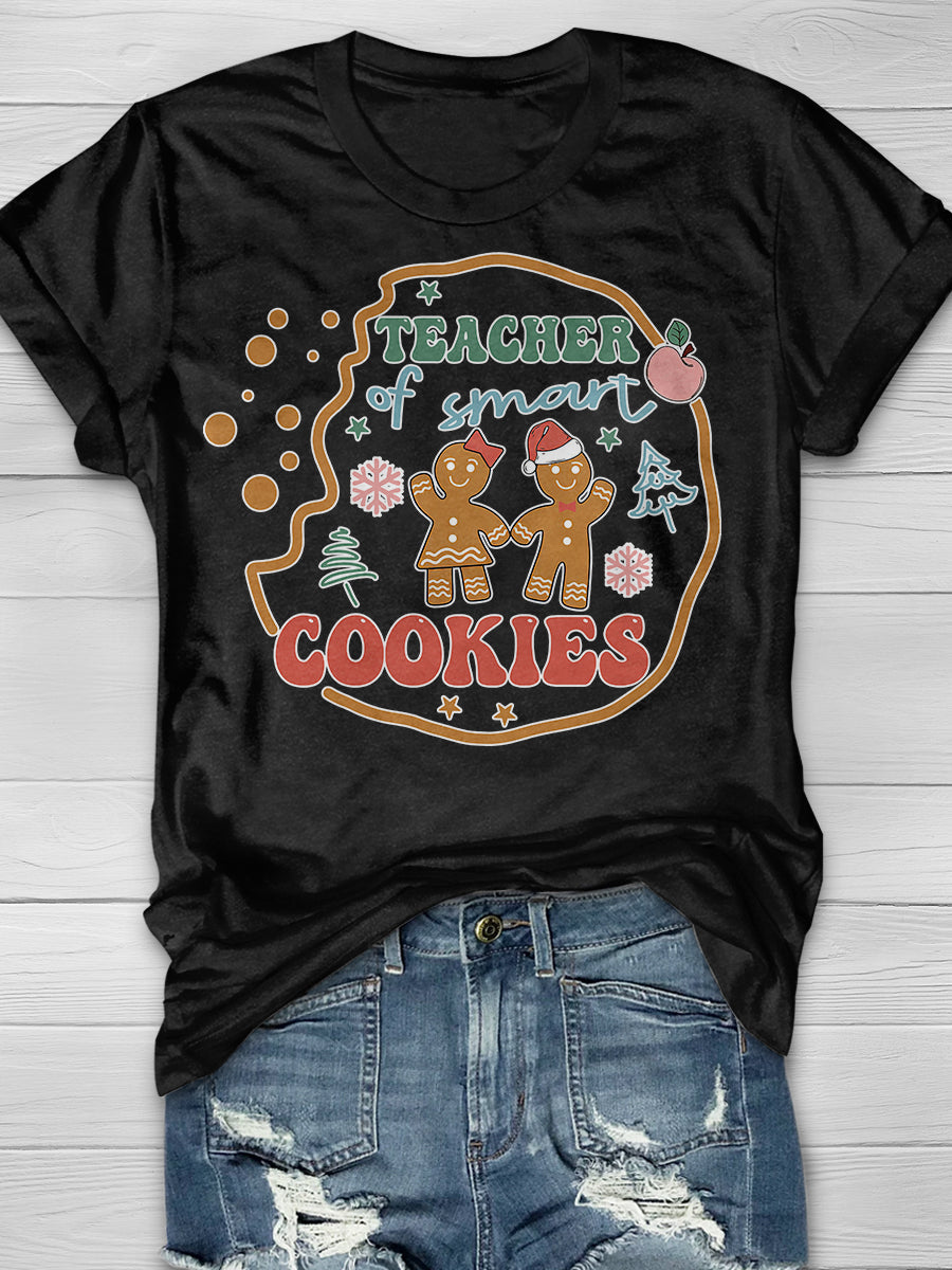 Happy Christmas Day Teacher Of Smart Cookies Print Graphic T-shirts