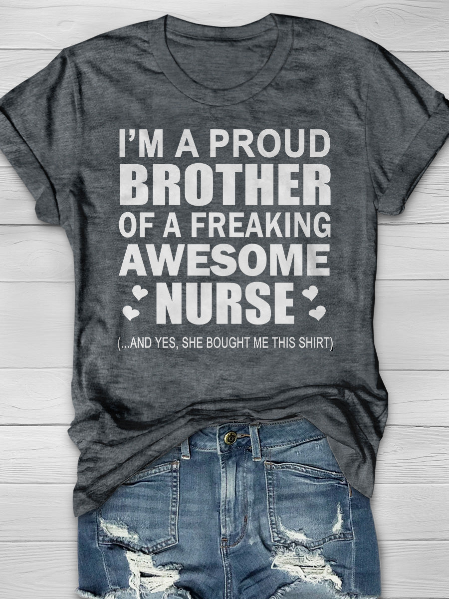 Awesome Nurse Print Short Sleeve T-shirt