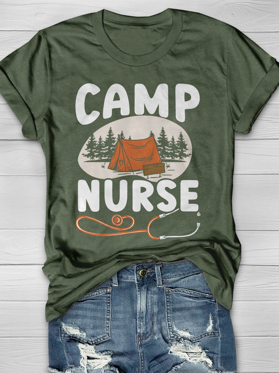 Camp Nurse Print Short Sleeve T-shirt