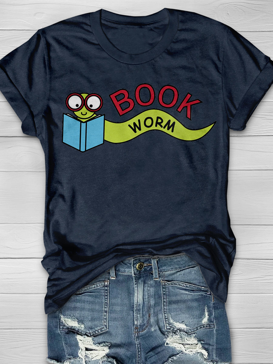 Worm Book Print Graphic T-shirts
