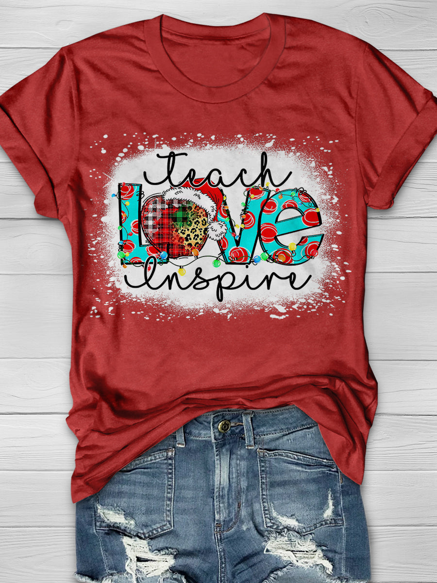 Teach Love Inspire Teacher Life Print Graphic T-shirts