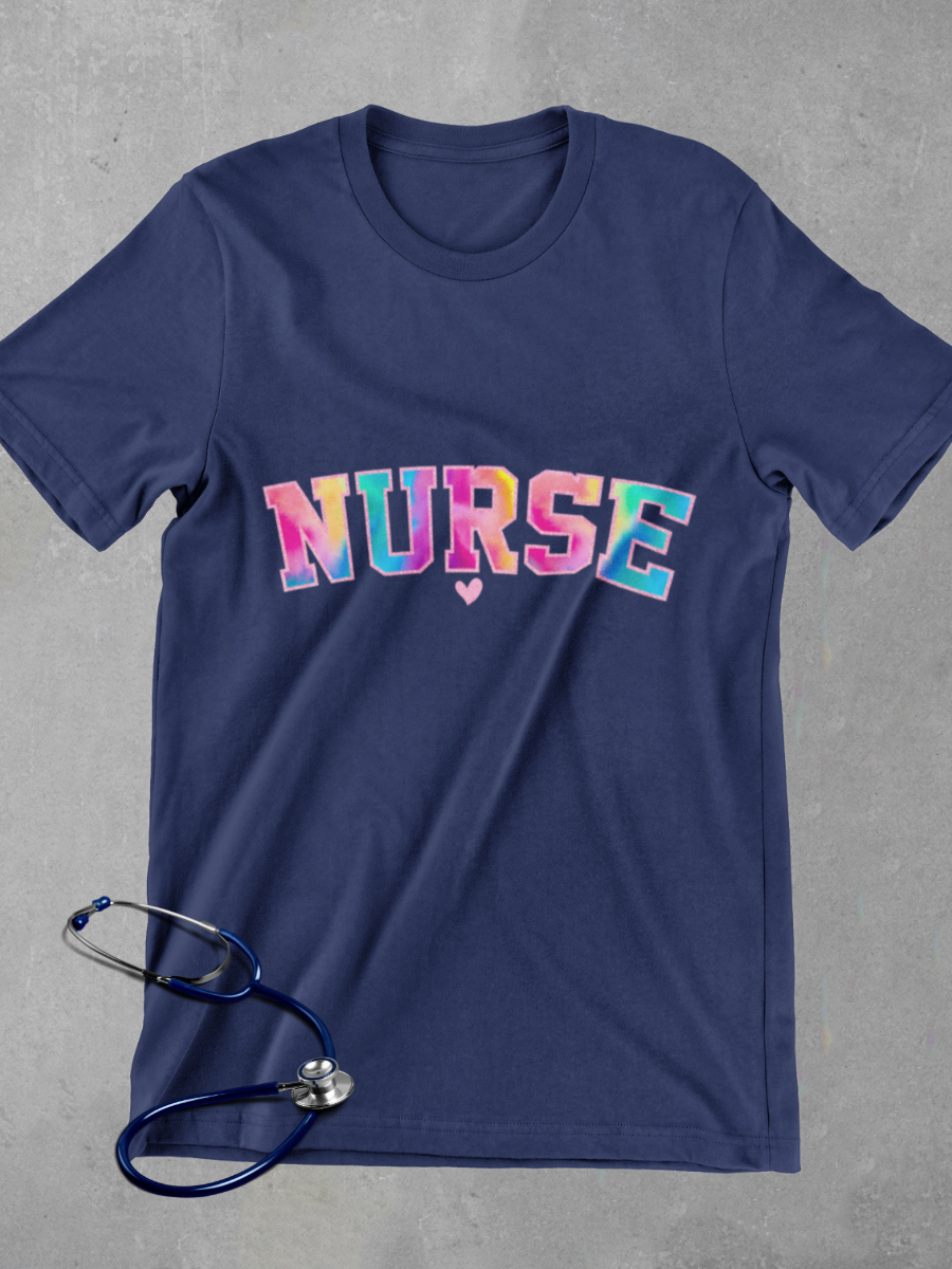 TieDye Pattern Nurse Life Graphic T-shirt