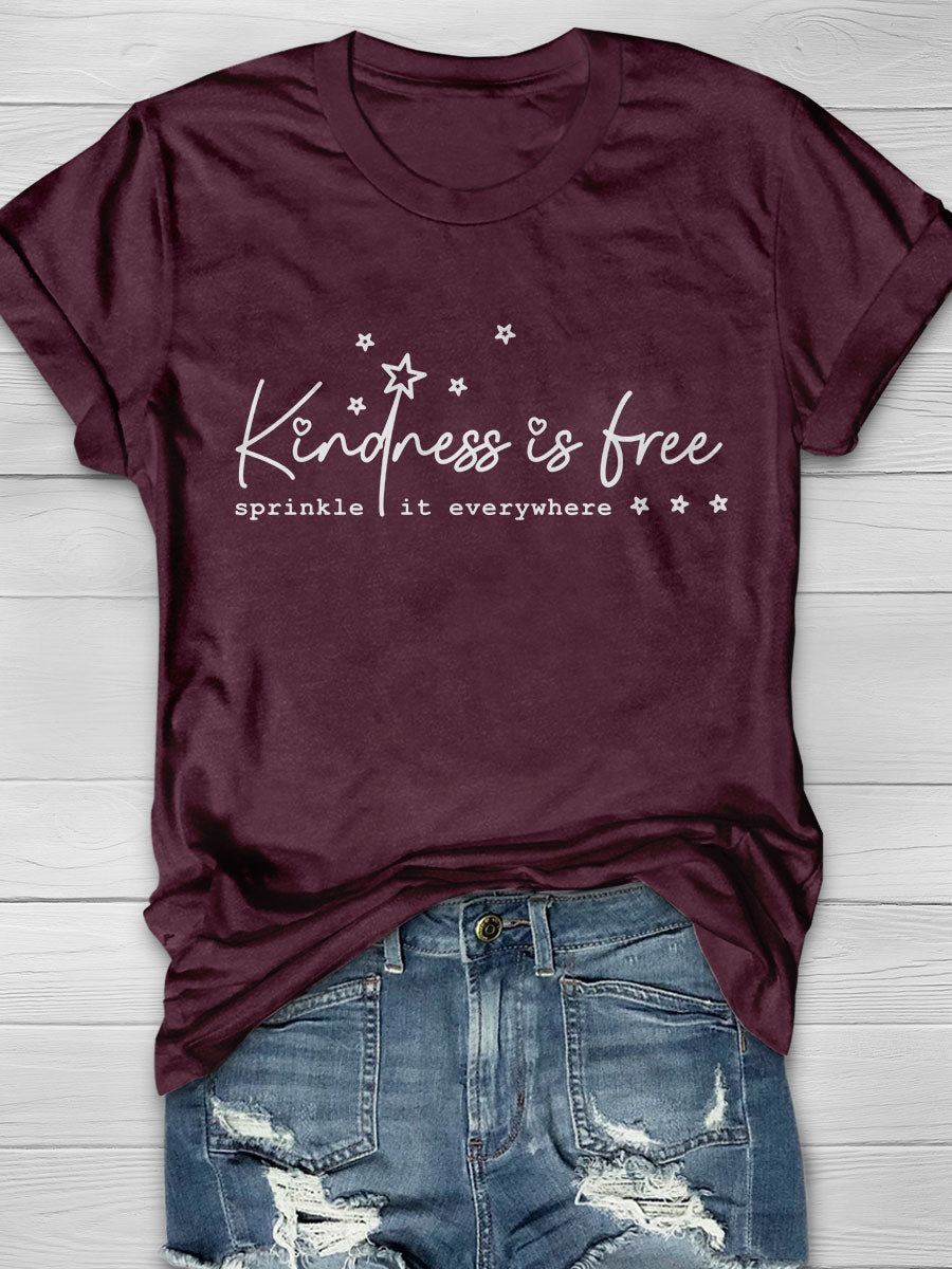 Kindness Is Free Print Short Sleeve T-shirt