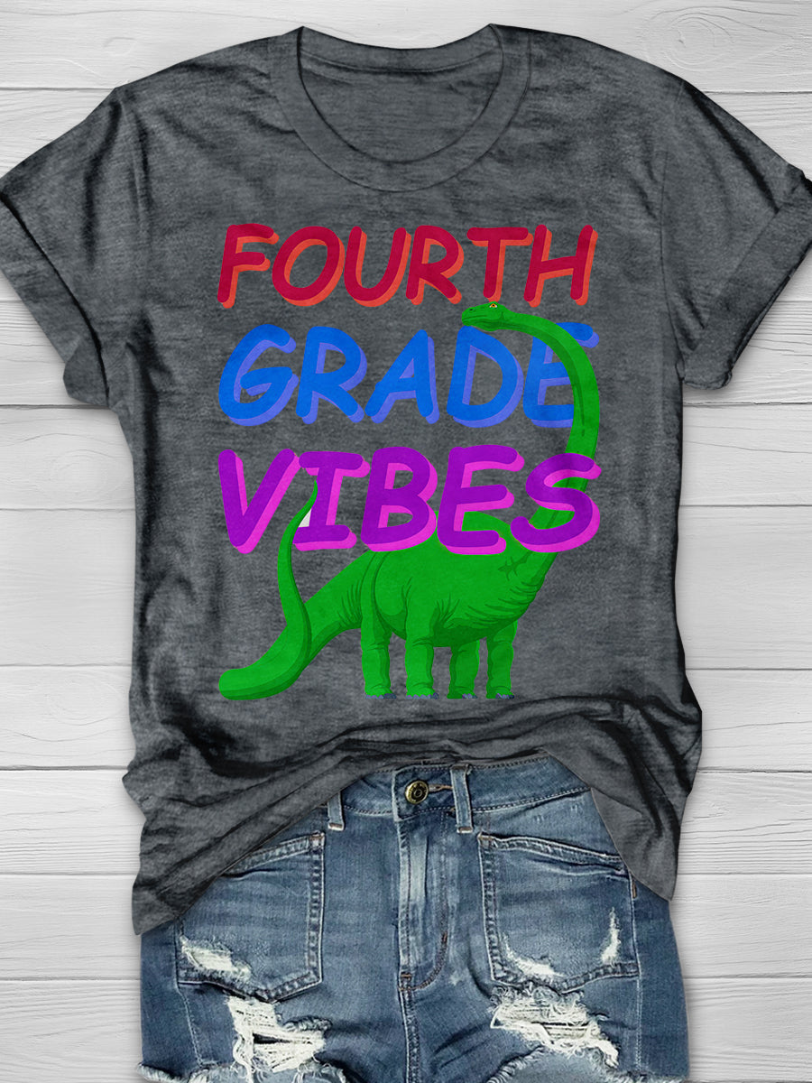 Fourth Grade Vibes Print Graphic T-shirts