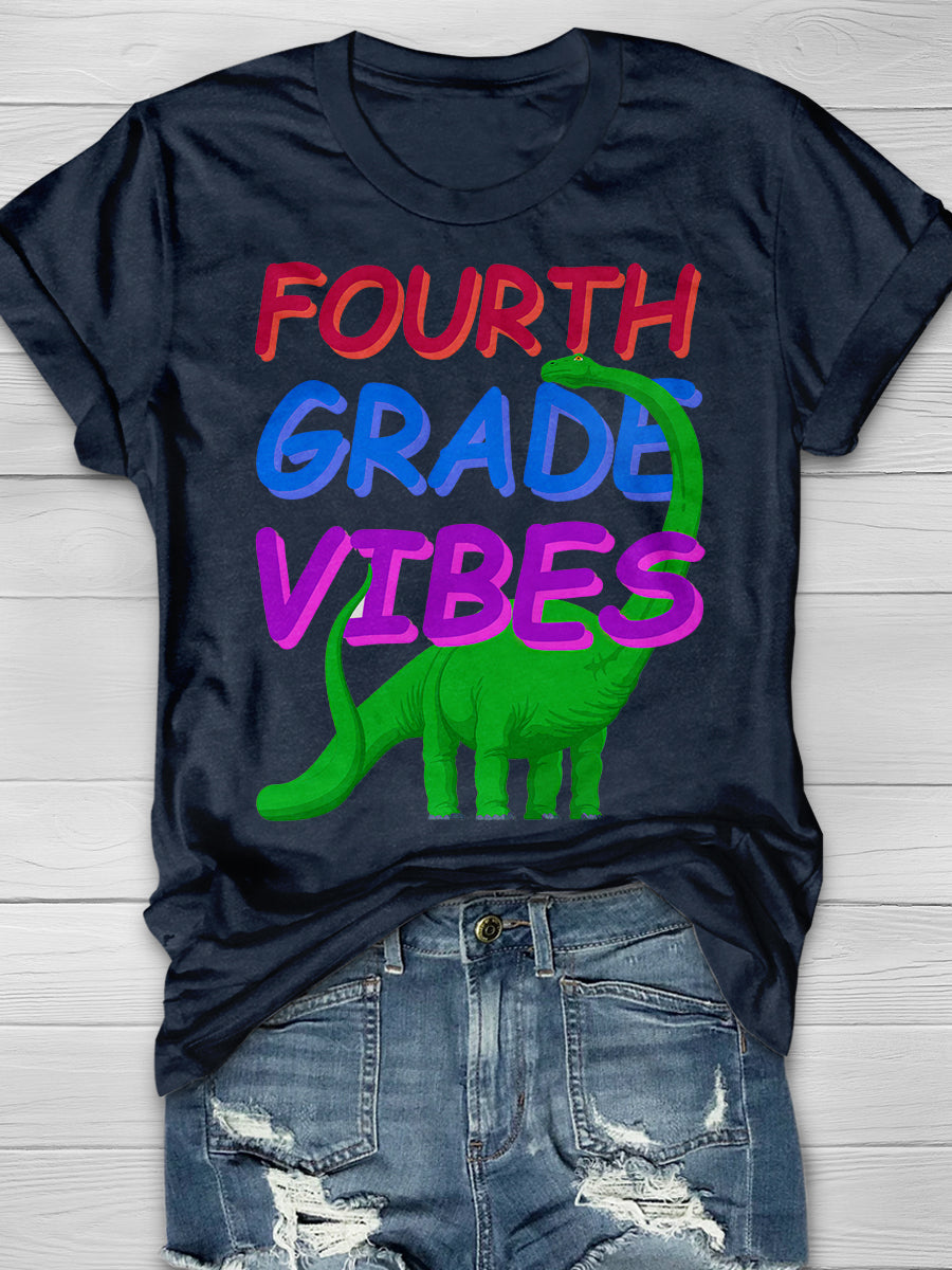 Fourth Grade Vibes Print Graphic T-shirts